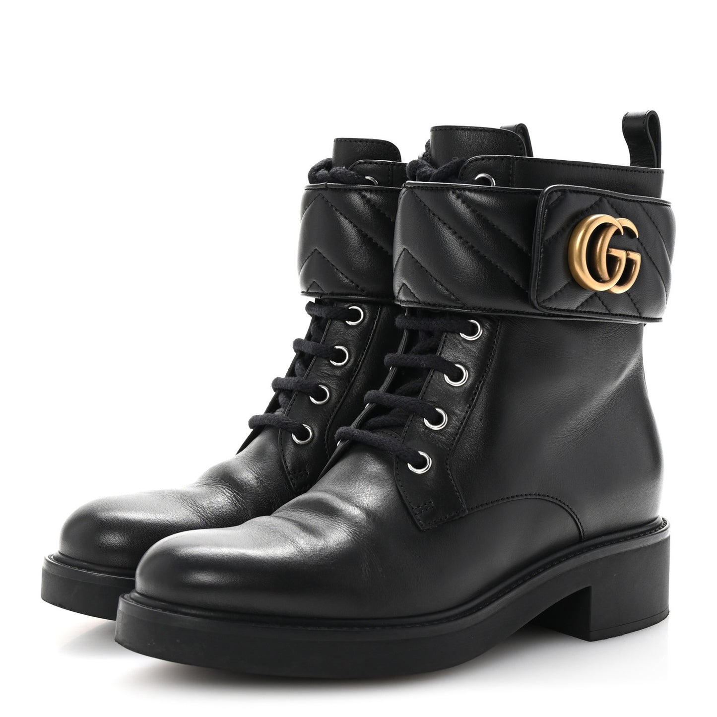 Flores Calfskin Nappa Matelasse GG 40mm Ankle Boots 37.5 Black
