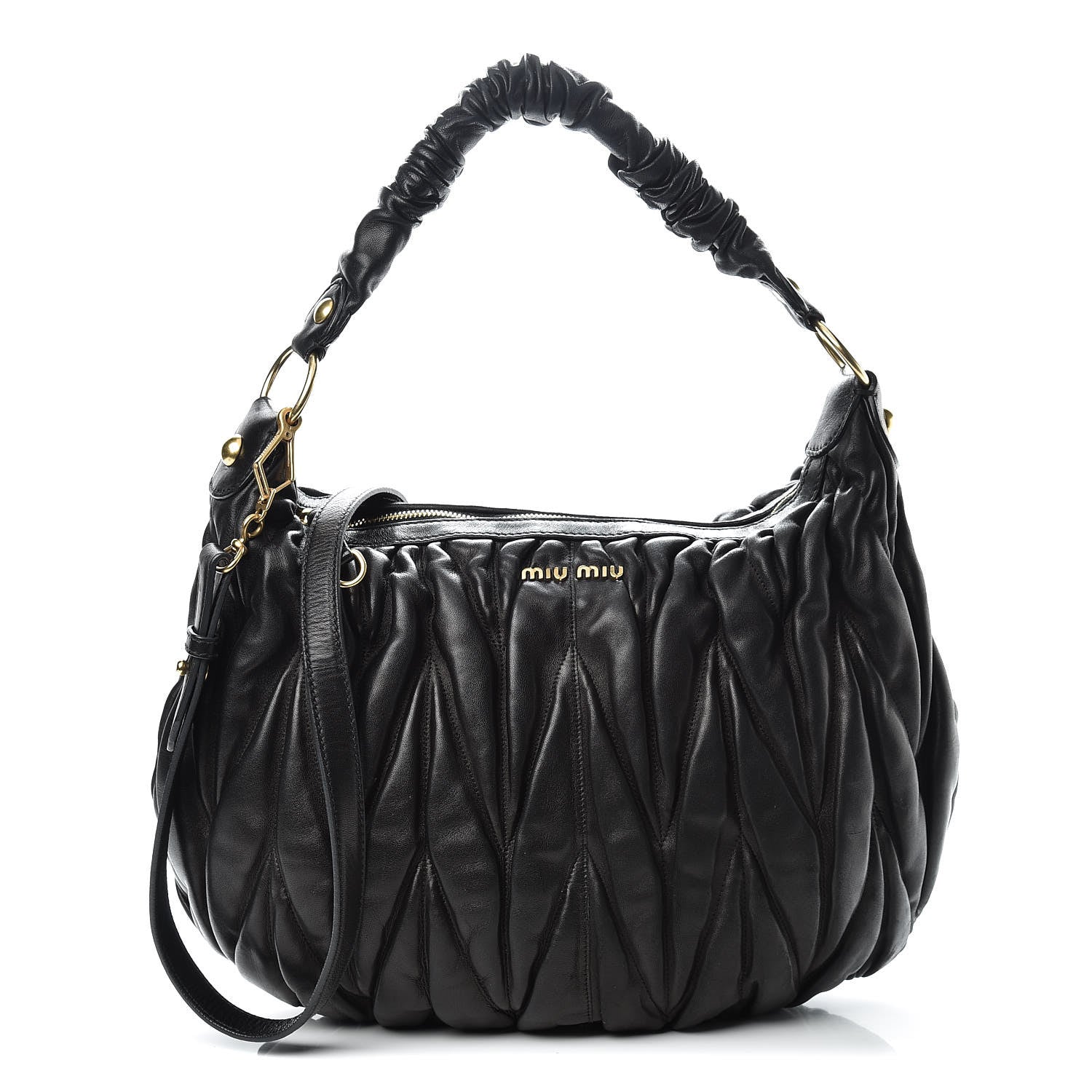 Miu Miu Nappa Matelasse Shoulder Bag Black 1 of 12