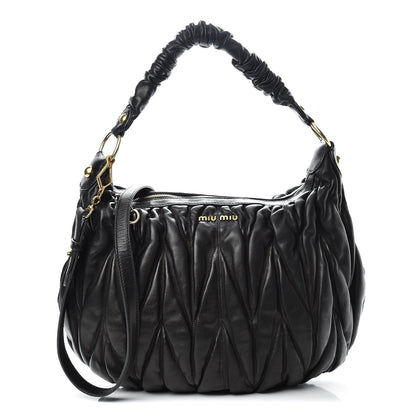 Miu Miu Nappa Matelasse Shoulder Bag Black 1 of 12