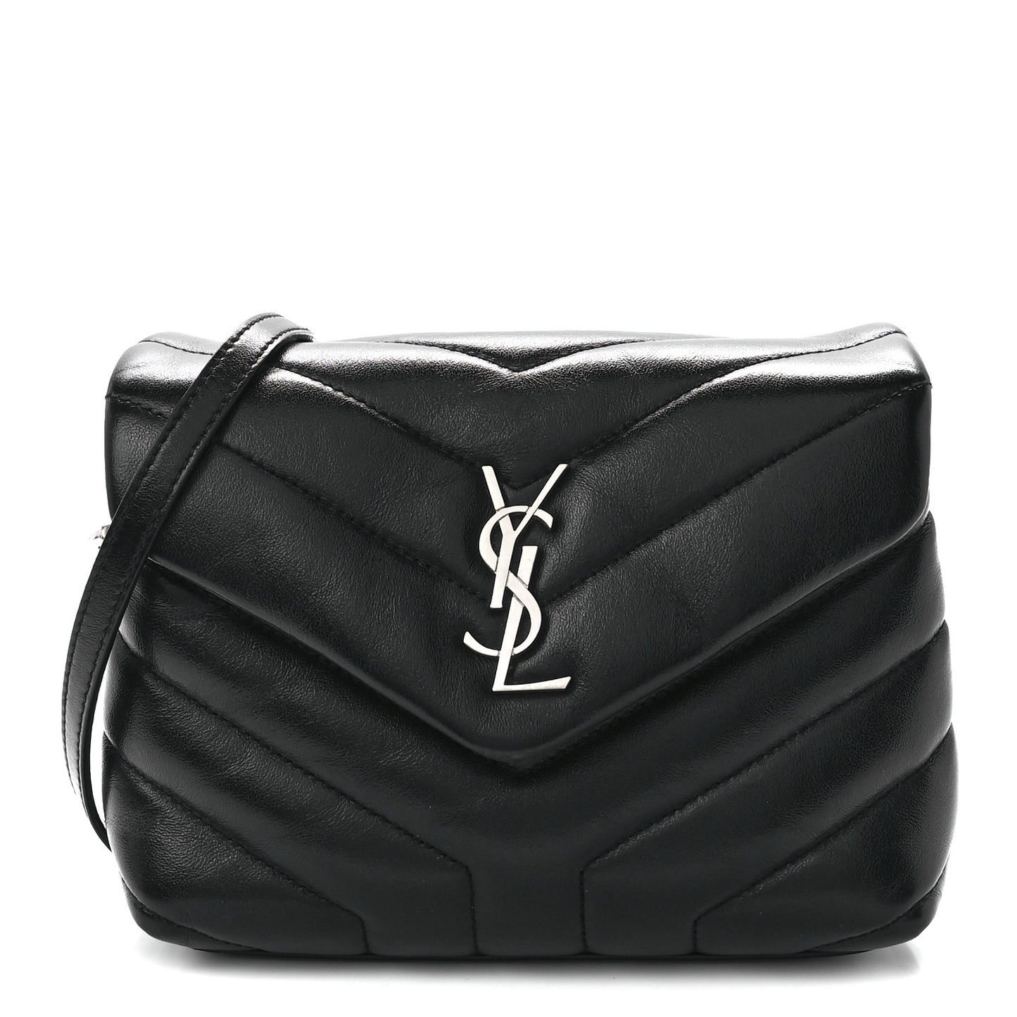 Calfskin Y Quilted Monogram Toy Loulou Crossbody Bag Black
