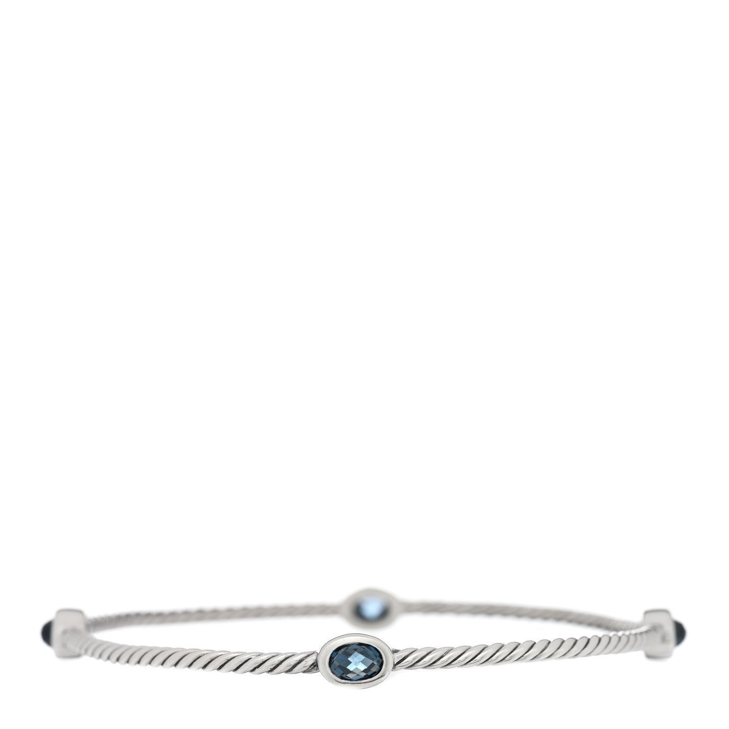 David Yurman Sterling Silver Blue Topaz Classics Cable Bangle Bracelet Set of 2 4 of 6