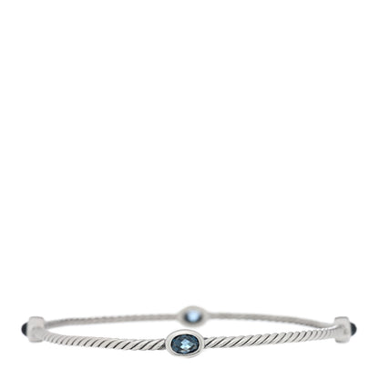 David Yurman Sterling Silver Blue Topaz Classics Cable Bangle Bracelet Set of 2 4 of 6