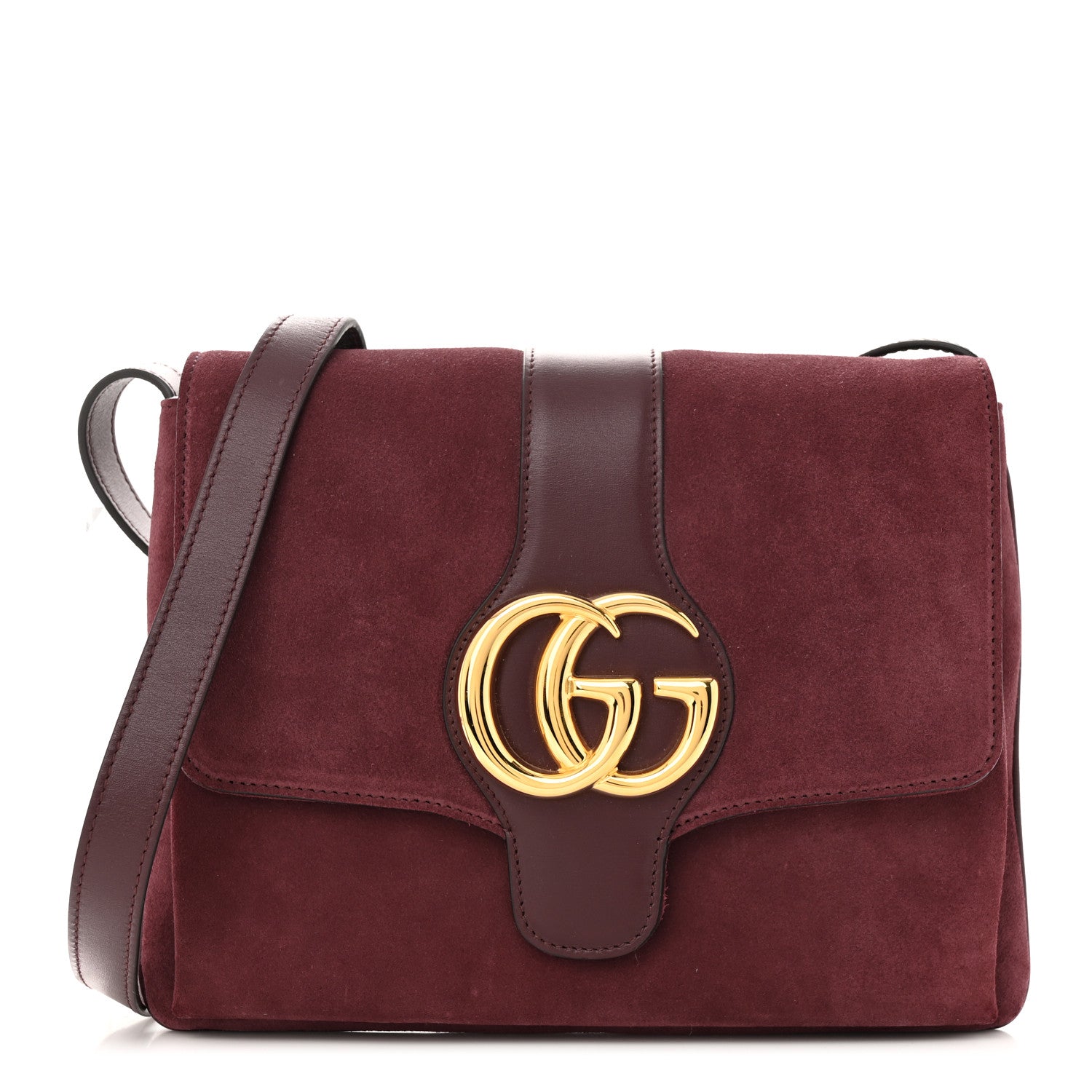 Gucci Suede Medium Arli Flap Shoulder Bag Vintage Bordeaux 1 of 11