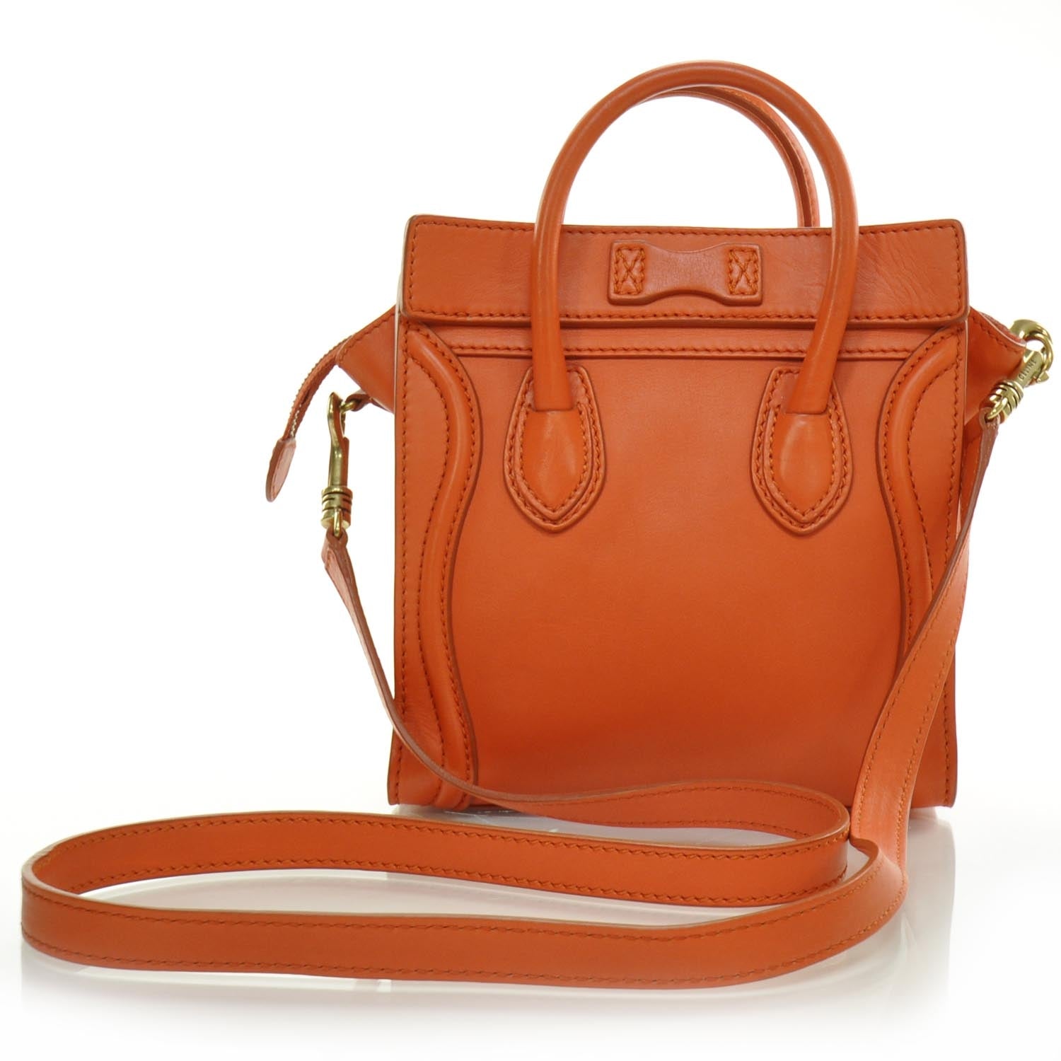 Celine Smooth Calfskin Nano Luggage Orange 5 of 9