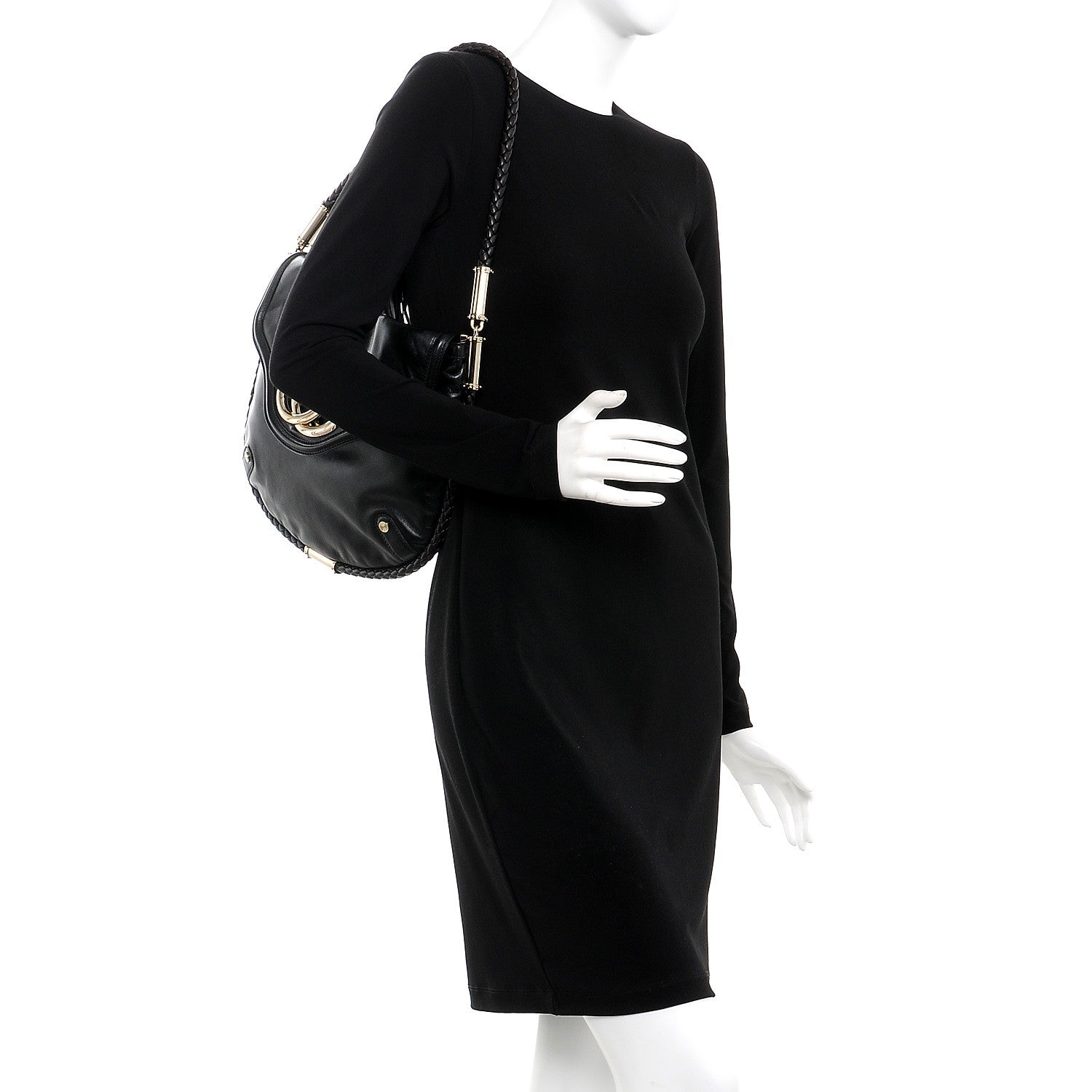 Gucci Calfskin Medium Britt Tassel Shoulder Bag Black 2 of 9