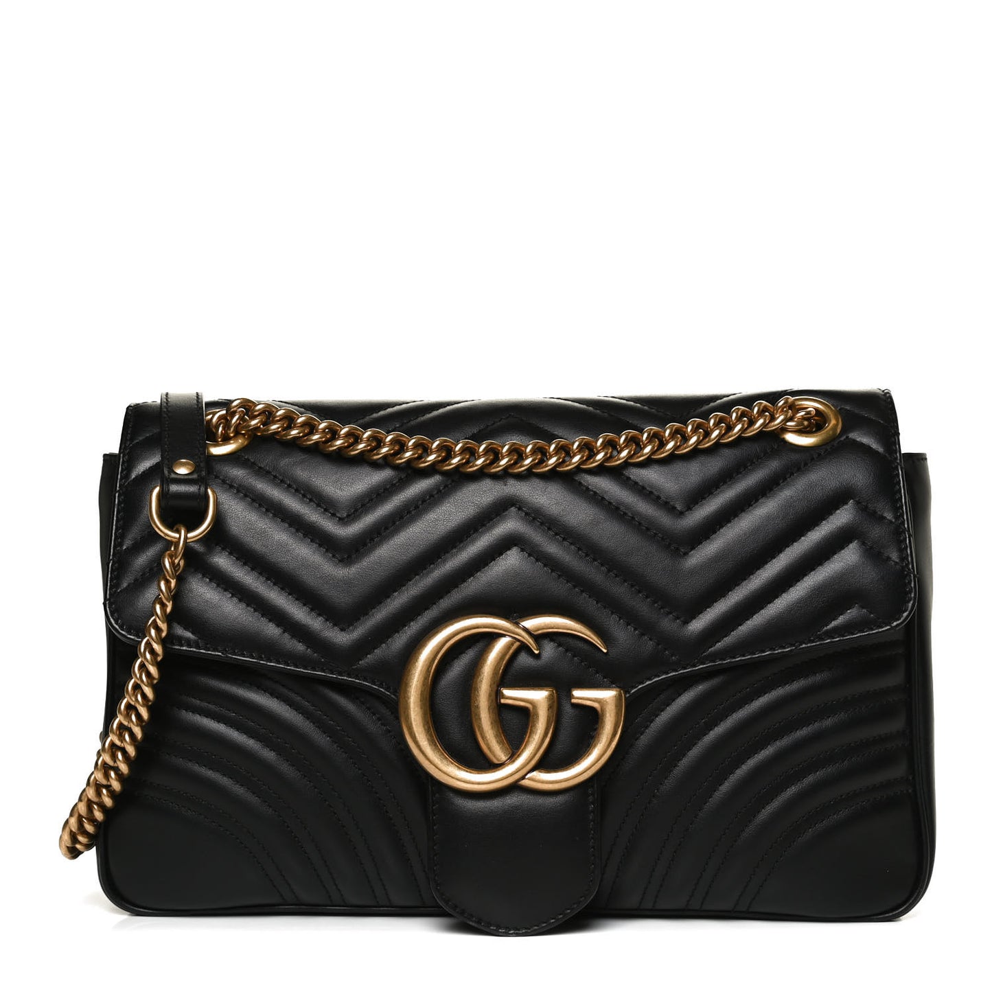 Calfskin Matelasse Medium GG Marmont Shoulder Bag Black