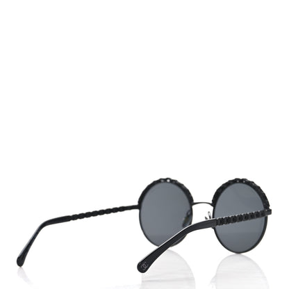 Chanel Metal Calfskin Round Chain Sunglasses 4265-Q Black 4 of 7