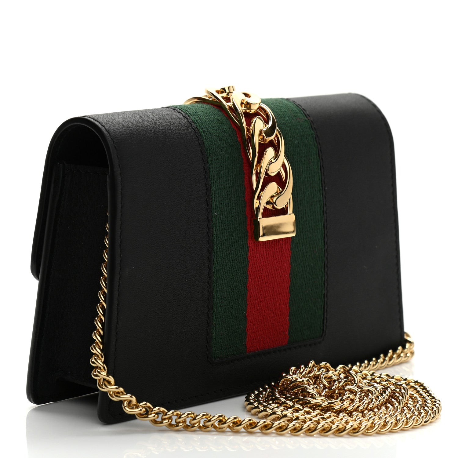 Gucci Calfskin Super Mini Sylvie Chain Shoulder Bag Black 3 of 10