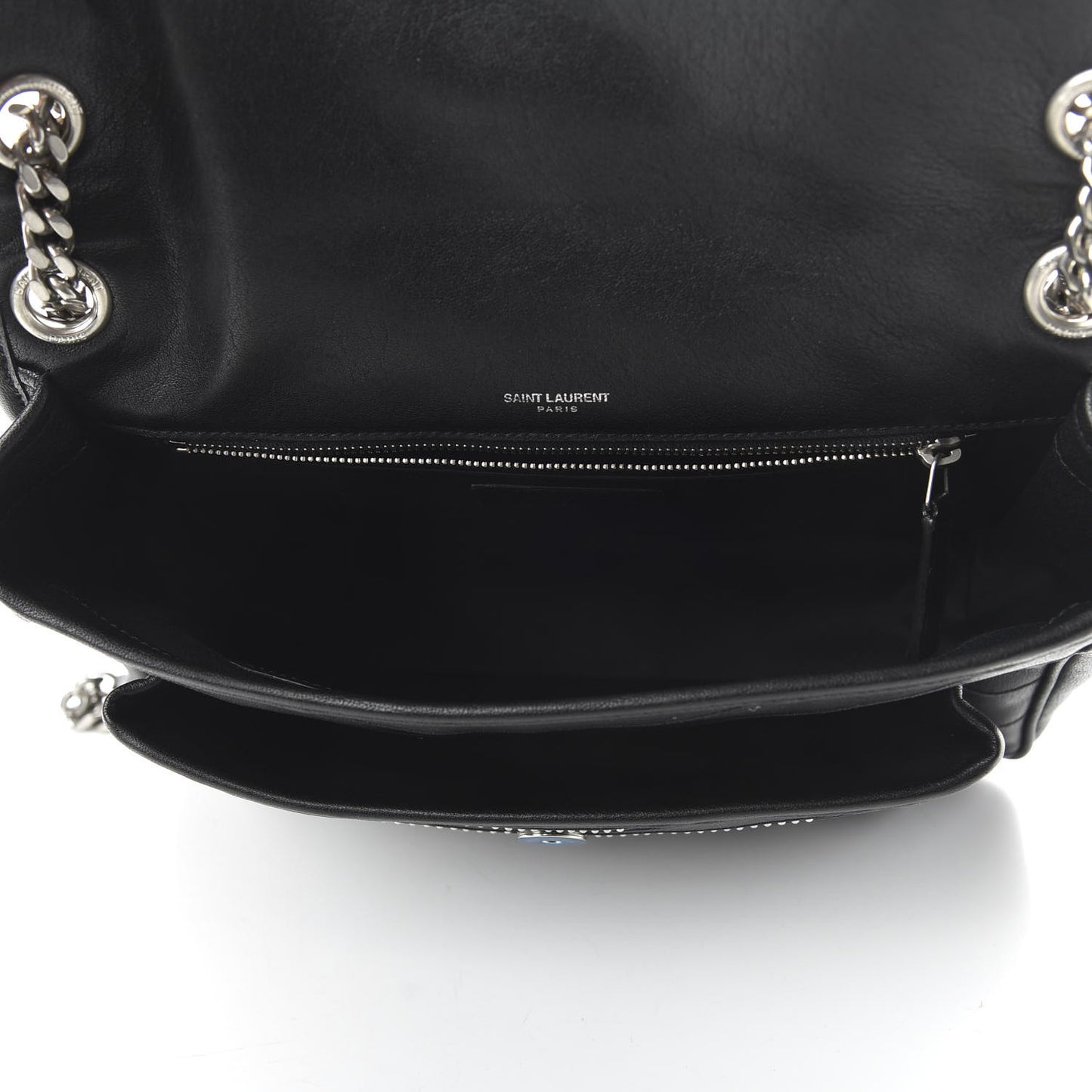 Calfskin Matelasse Monogram Microstud Medium Niki Chain Satchel Black