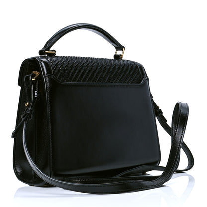 Saint Laurent Calfksin Woven Mini Classic Monogram Cassandra Top Handle Black 2 of 4