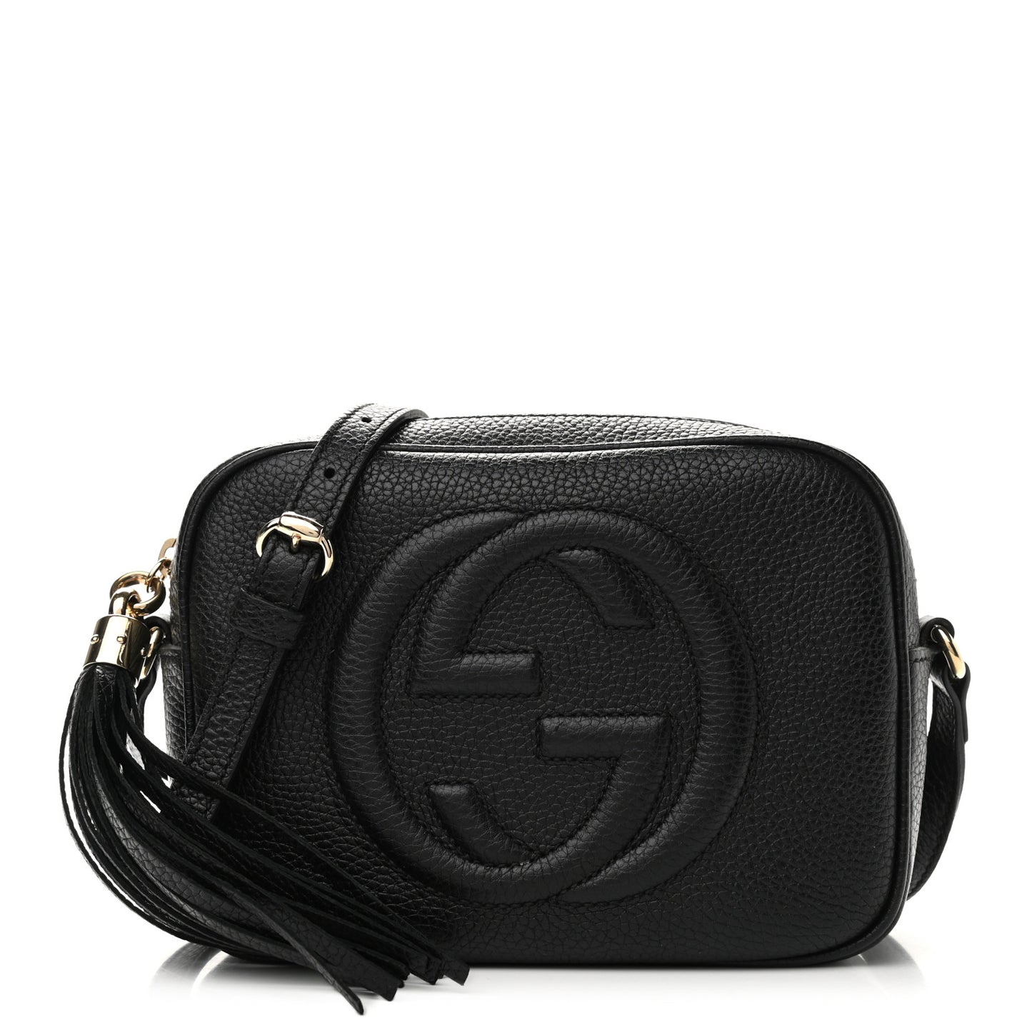 Pebbled Calfskin Small Soho Disco Bag Black