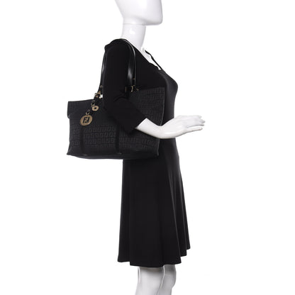Fendi Zucchino Large Charm Shopping Tote Black 2 of 11
