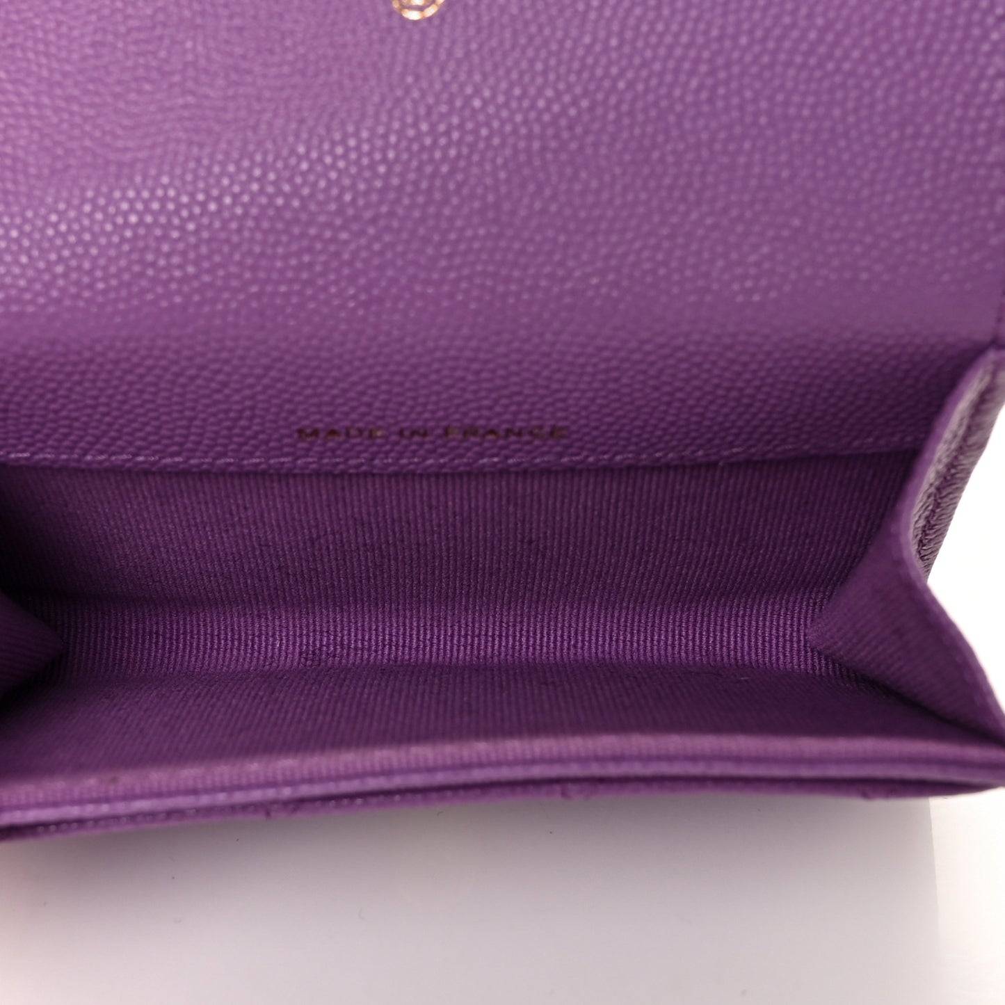Caviar Quilted Flap Card Holder Wallet Purple
