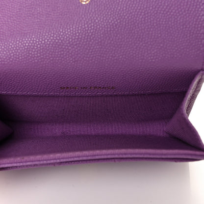 Chanel Caviar Quilted Flap Card Holder Wallet Purple 5 of 11