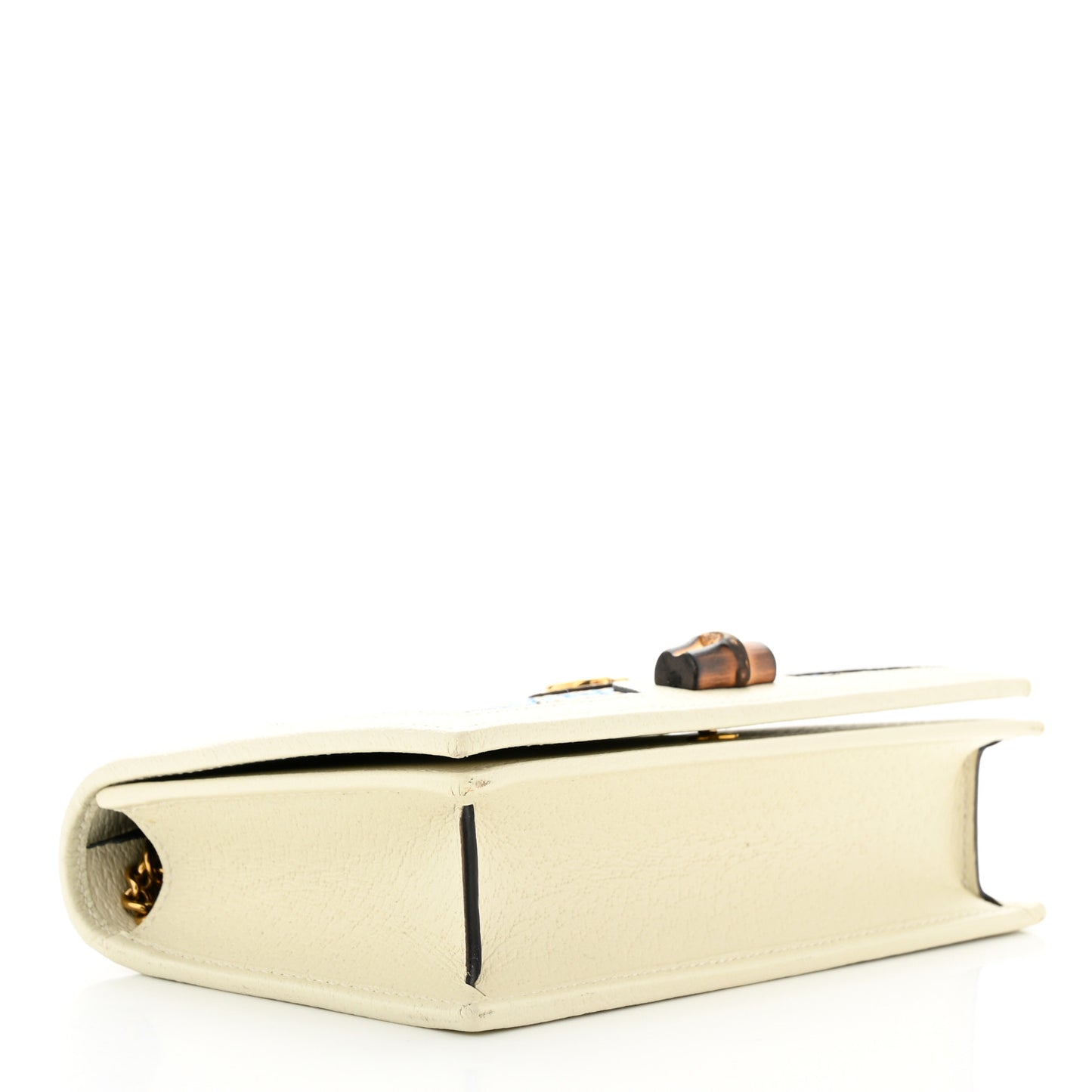 Polished Raffia Textured Dollar Calfskin Houndstooth Mini Diana Chain Bag Natural Light Blue Mystic White