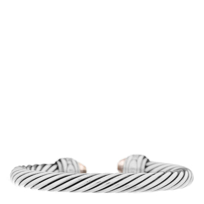 David Yurman Sterling Silver Diamond Morganite 7mm Cable Classics Bracelet 2 of 3