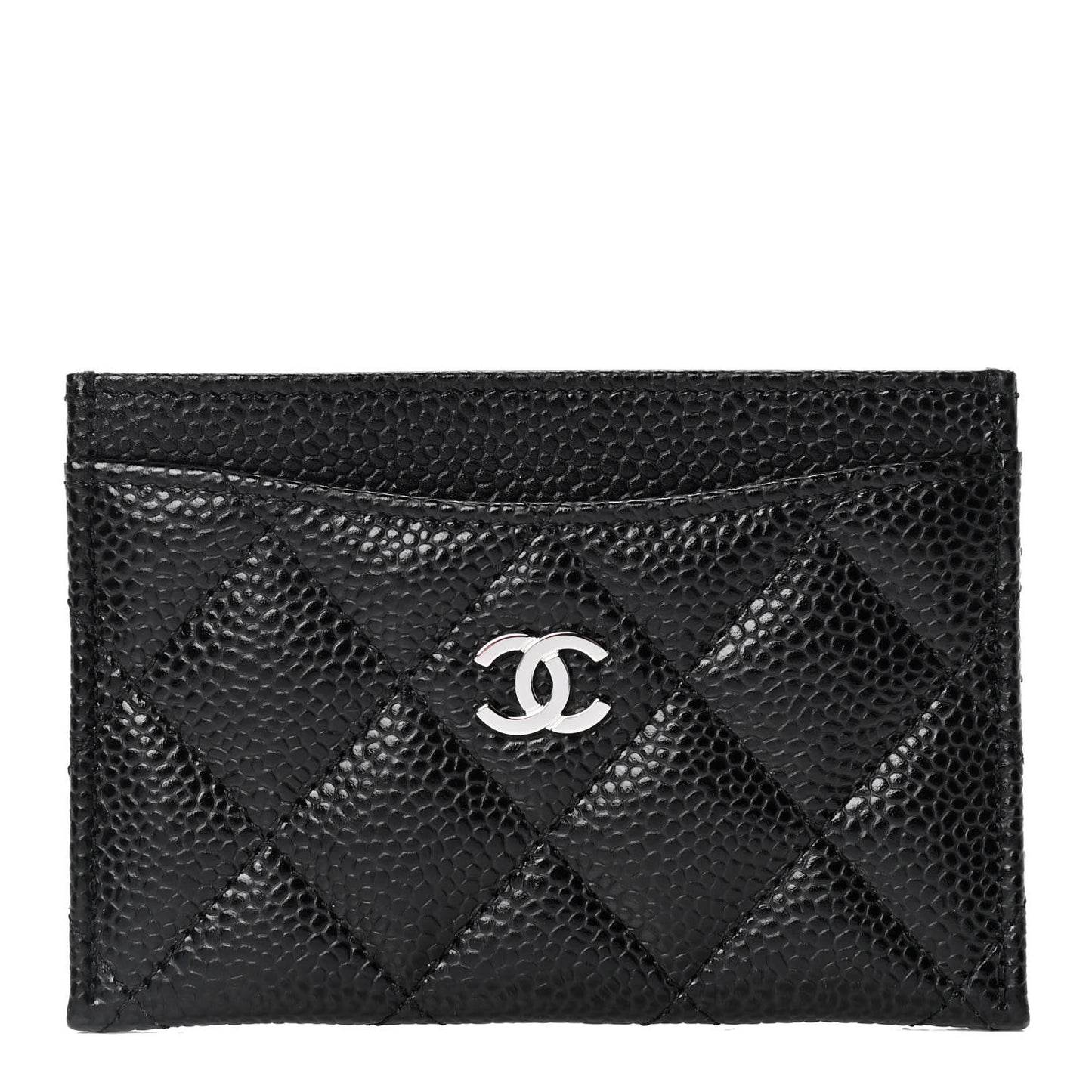Caviar Quilted Card Holder Black
