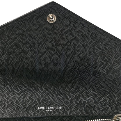 Saint Laurent Grain De Poudre Matelasse Chevron Monogram Flap Wallet Black 7 of 8