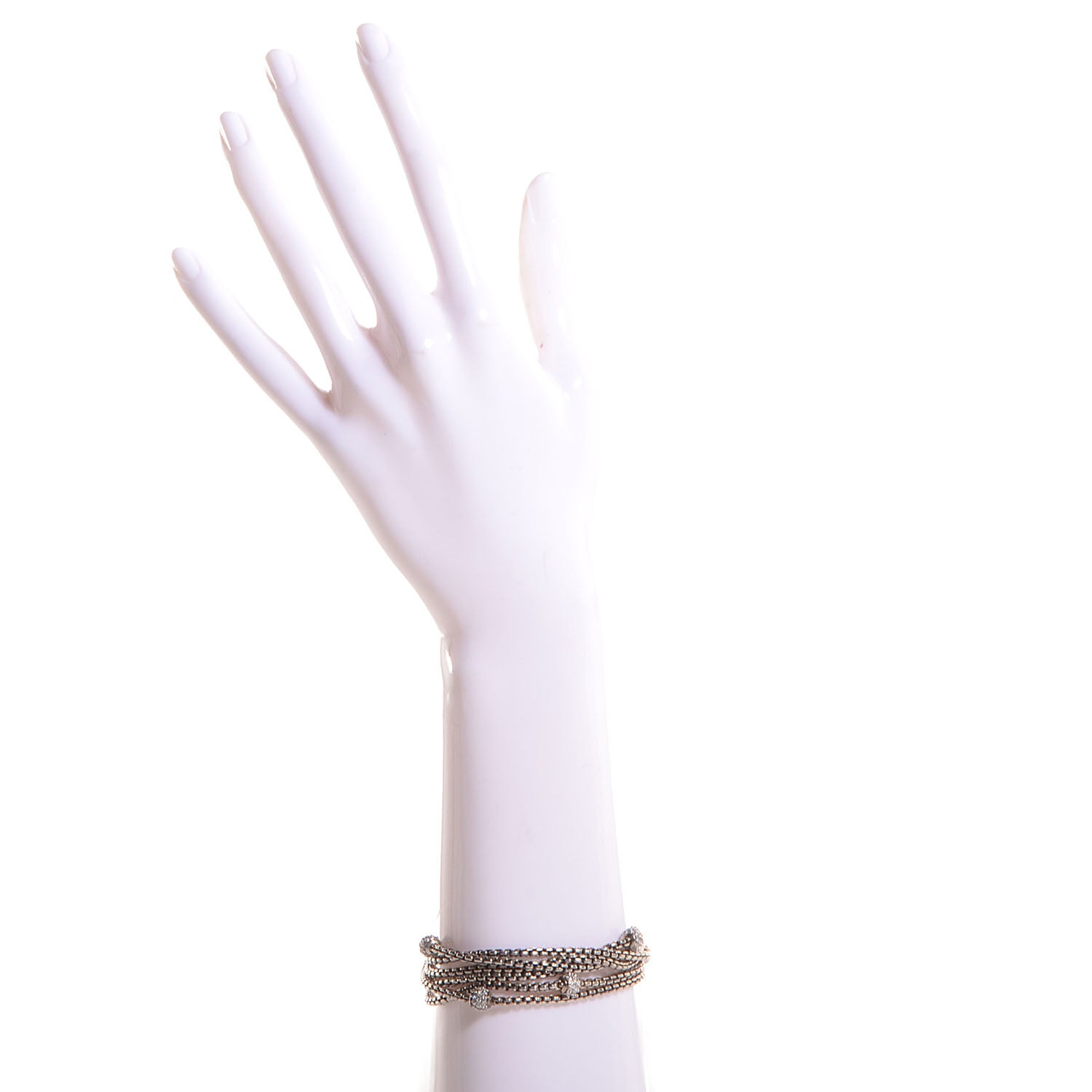 David Yurman Sterling Silver 18k Yellow Gold Pave Diamond Bead 6 Strand Bracelet 2 of 4