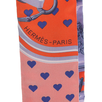 Hermes Silk Brides de Gala Love Twilly Orange Gris Bleuete Saumon 5 of 5