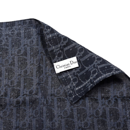 Christian Dior Silk Cotton Denim Monogram Flight Scarf Blue 3 of 3