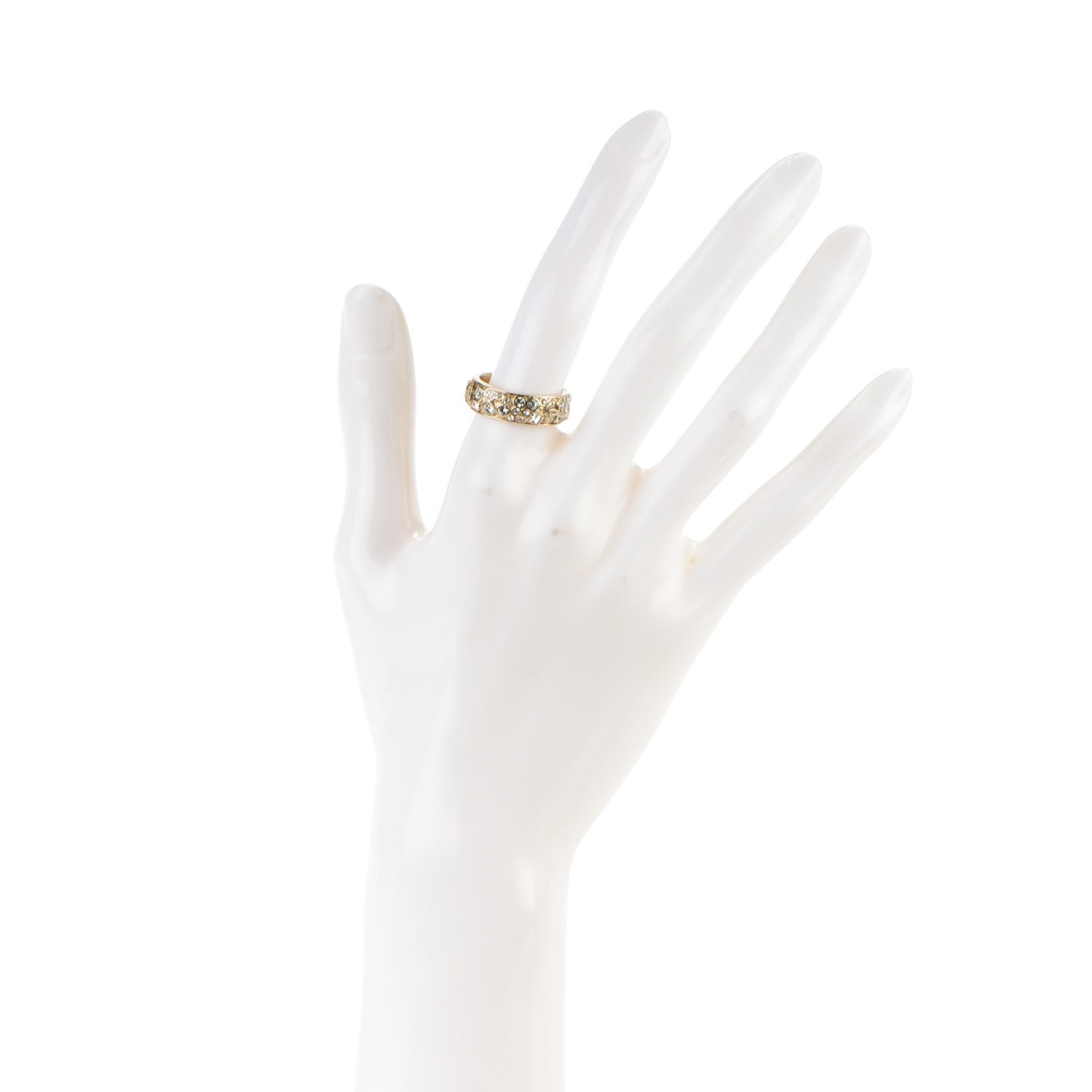 Chanel Crystal CC Ring 6 Gold 2 of 5