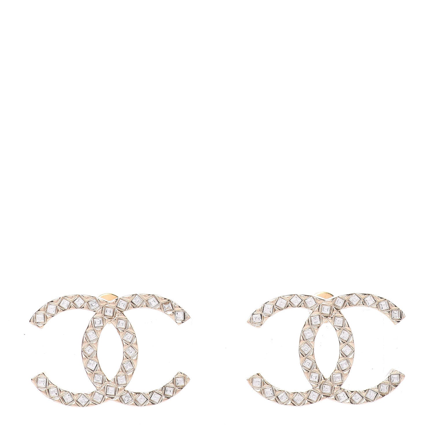 Chanel Baguette Crystal High Society CC Earrings Gold 1 of 5