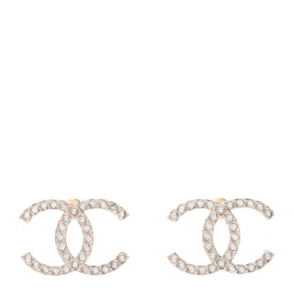 Chanel Baguette Crystal High Society CC Earrings Gold 1 of 5