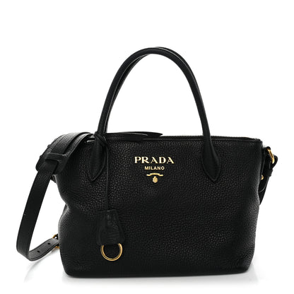 Prada Vitello Daino Small Tote Black 1 of 12