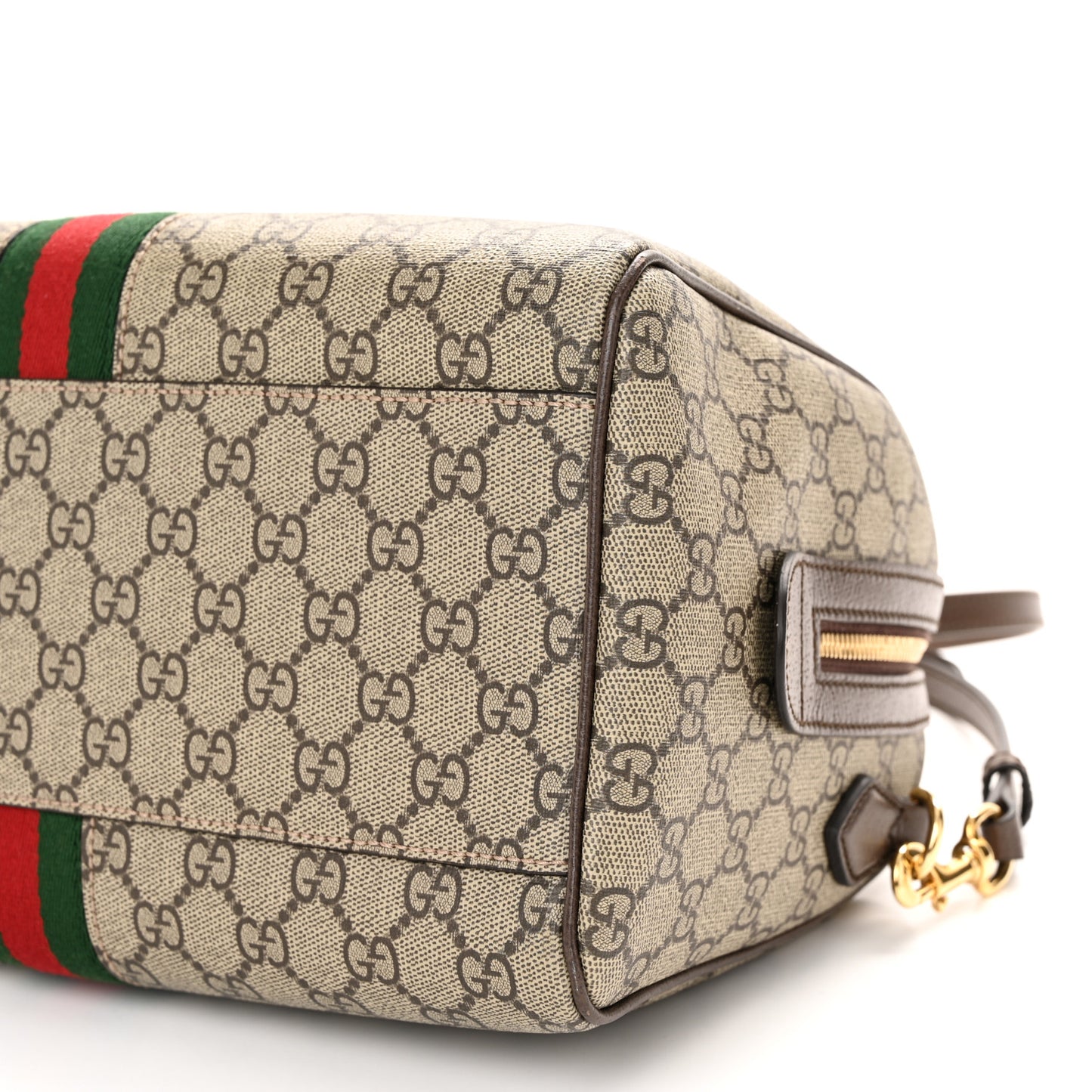 GG Supreme Monogram Web Medium Ophidia Top Handle Bag Beige Ebony
