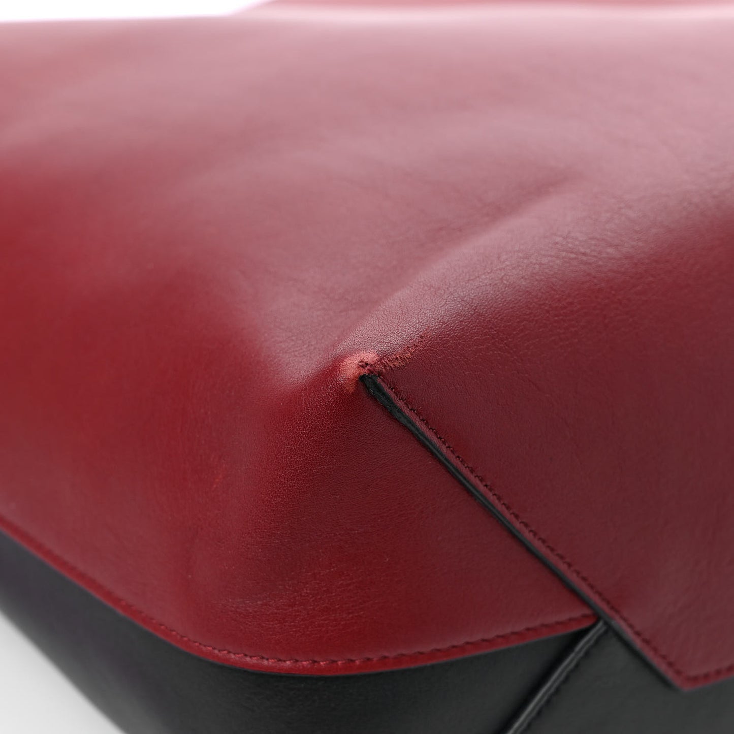 Shiny Smooth Calfskin Small Twisted Cabas Dark Ruby Navy