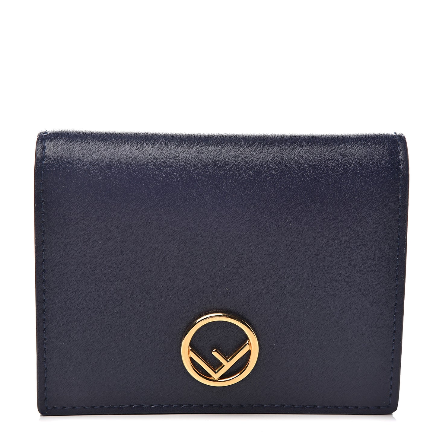 Vitello Liberty Lucido F is Fendi Compact Bi-Fold Wallet Blueberry