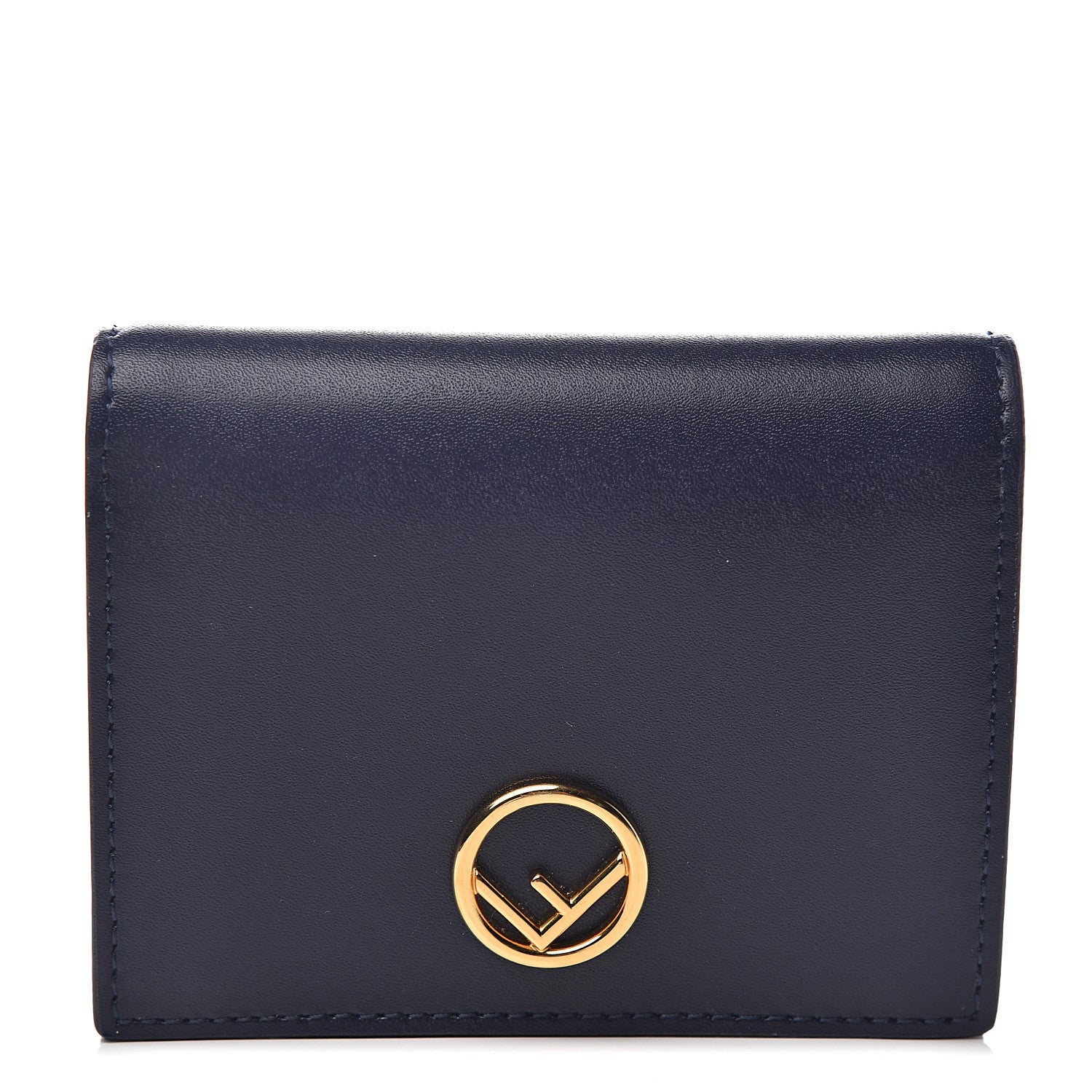 Fendi Vitello Liberty Lucido F is Fendi Compact Bi-Fold Wallet Blueberry 1 of 6
