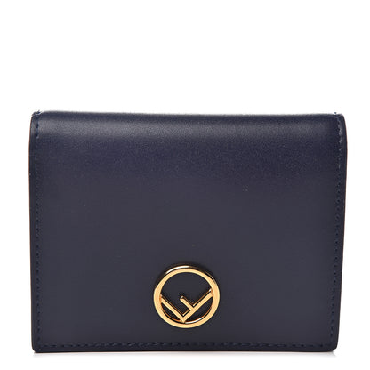 Fendi Vitello Liberty Lucido F is Fendi Compact Bi-Fold Wallet Blueberry 1 of 6