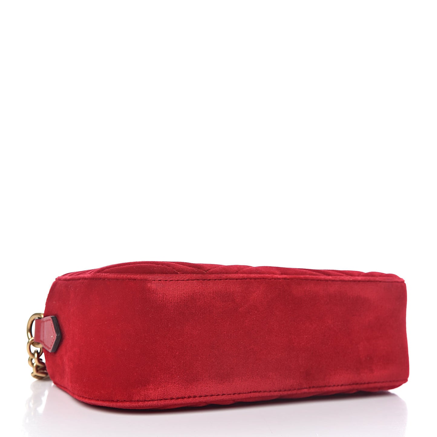 Velvet Matelasse Small GG Marmont Chain Shoulder Bag Hibiscus Red