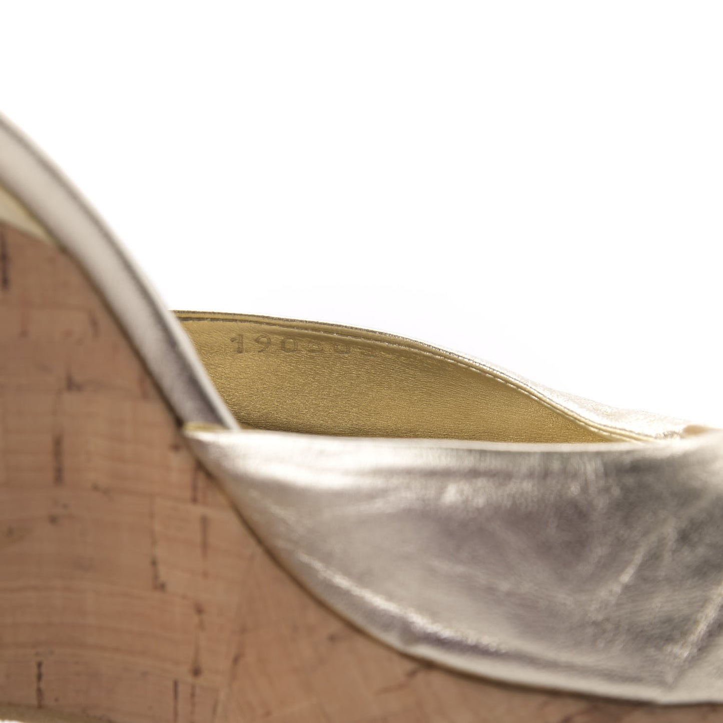 Cork Nappa Wedge Sandals 10 Gold