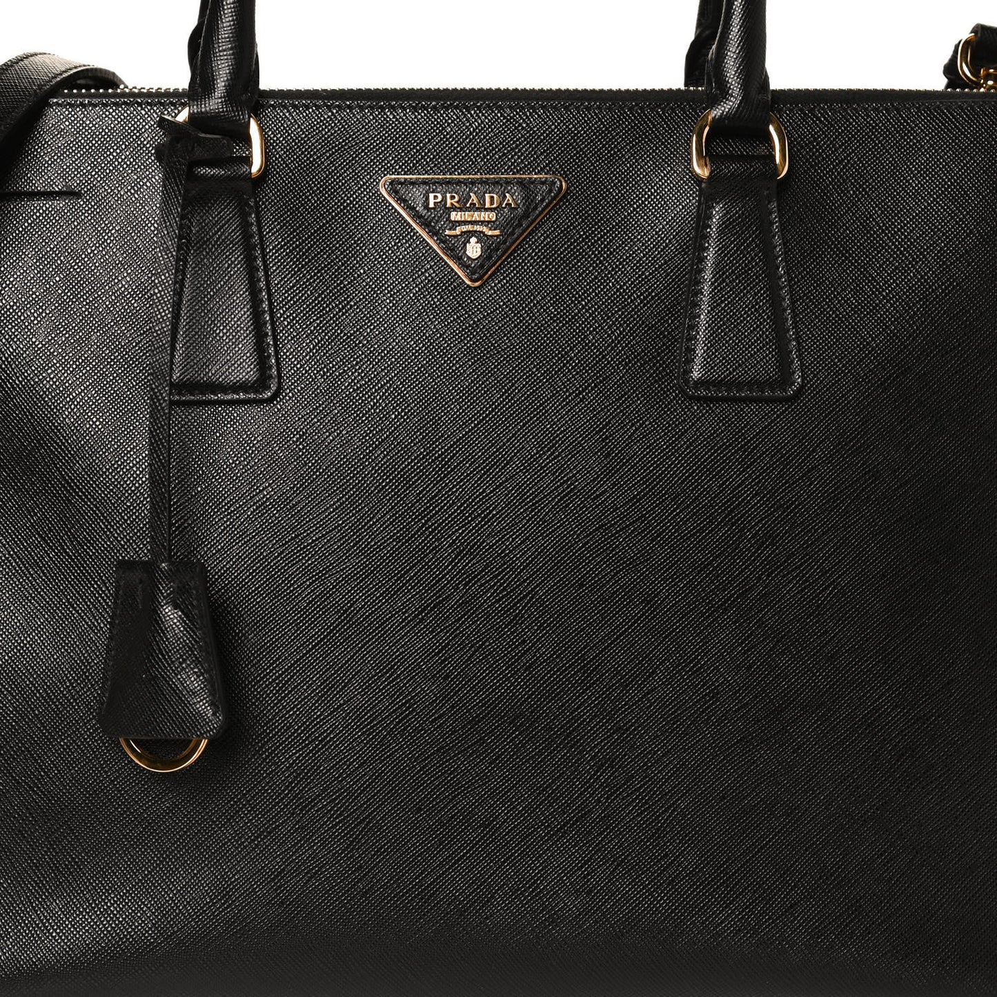 Saffiano Medium Galleria Double Zip Tote Black