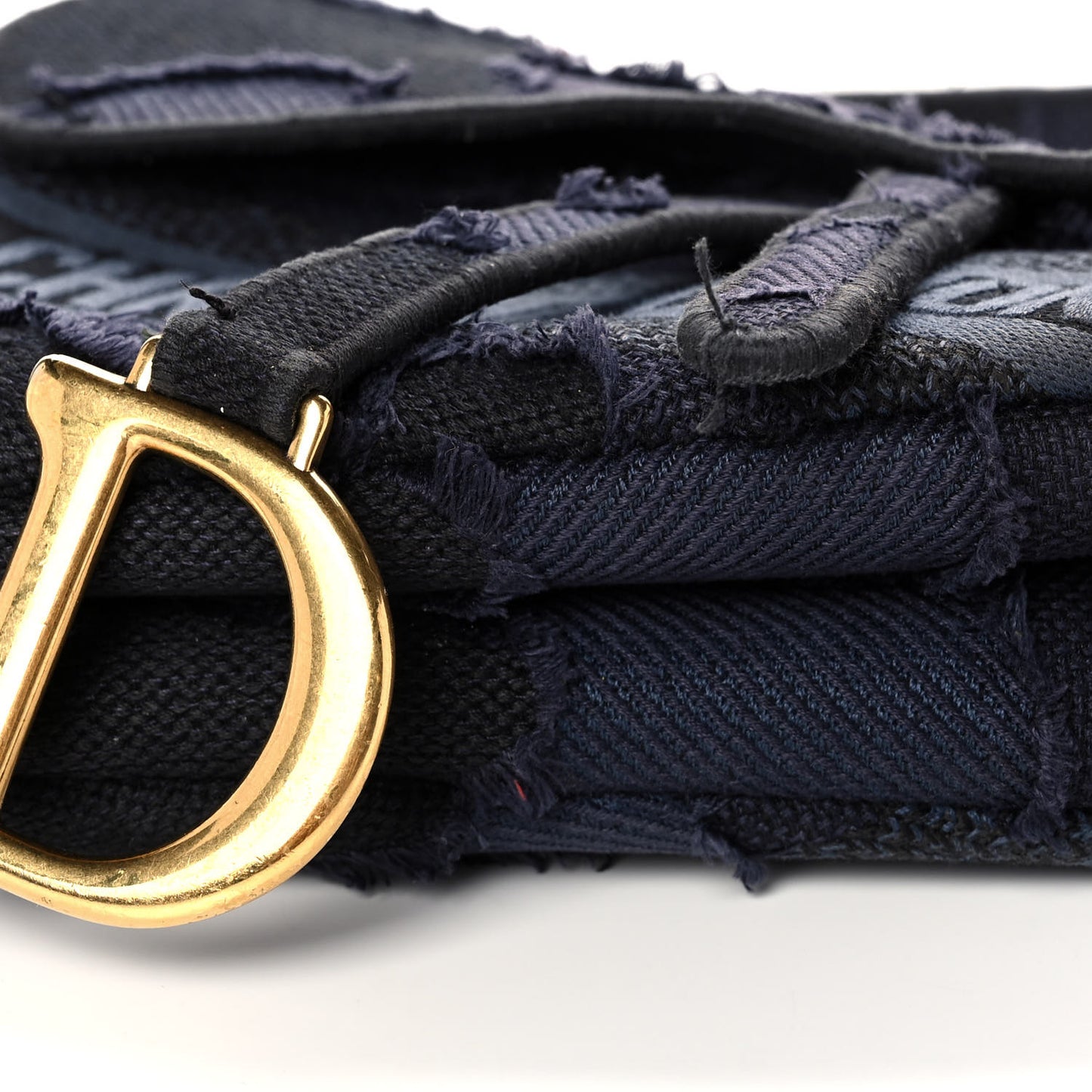 Canvas Embroidered Camouflage Saddle Bag Blue