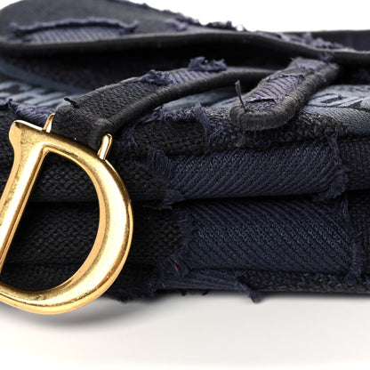Christian Dior Canvas Embroidered Camouflage Saddle Bag Blue 7 of 11
