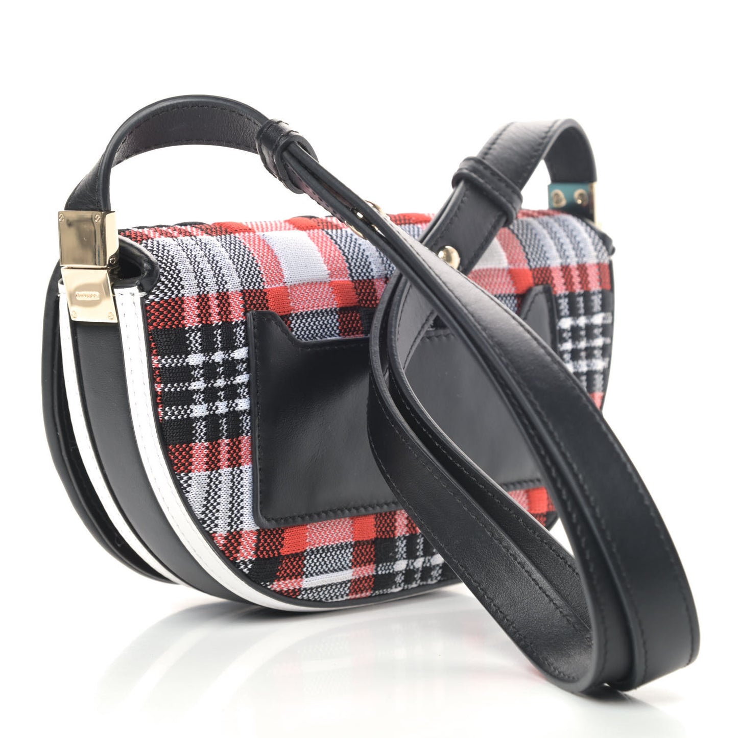Knit Tartan Mini Olympia Shoulder Bag Bright Red