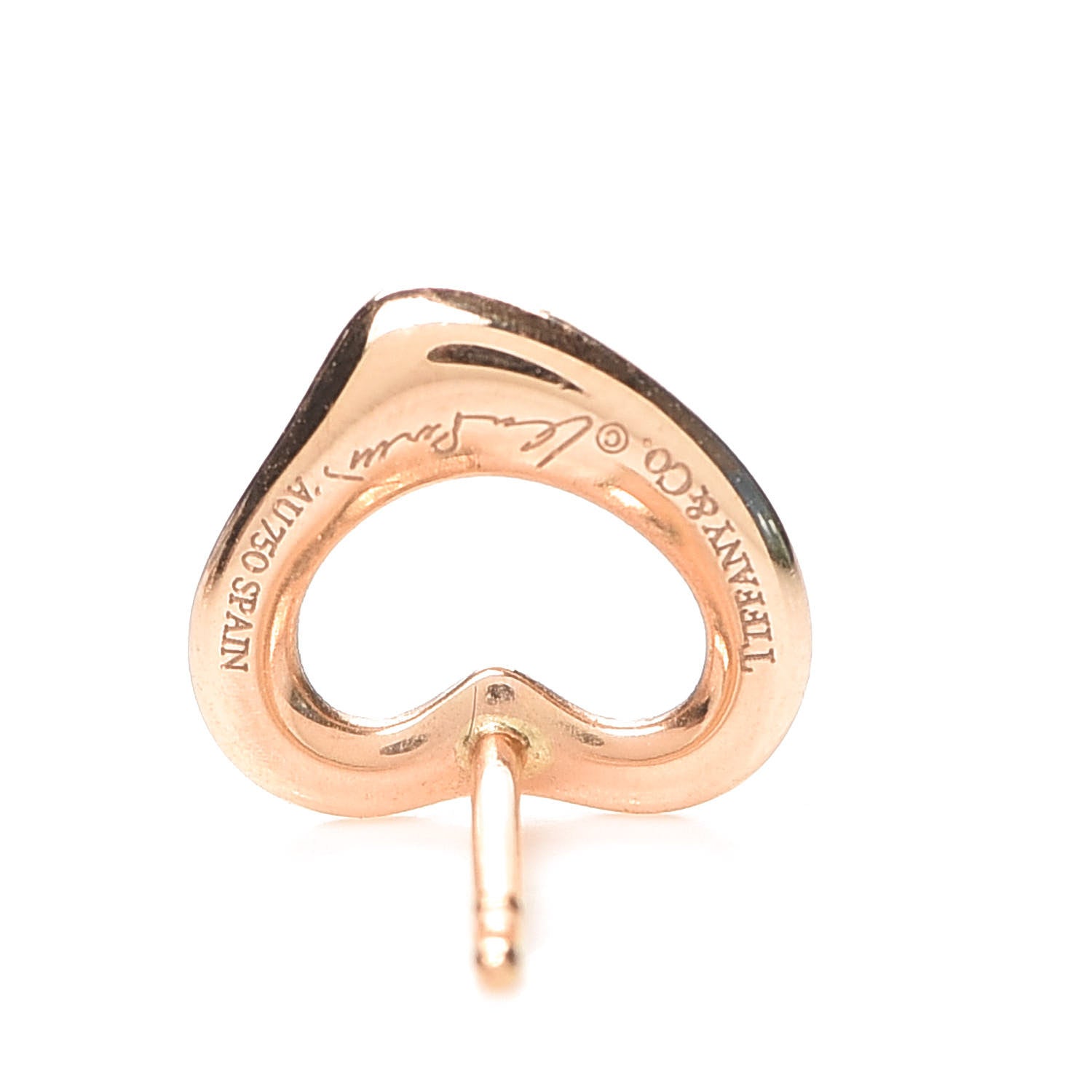 Tiffany 18K Rose Gold 11mm Elsa Peretti Open Heart Earrings 3 of 5