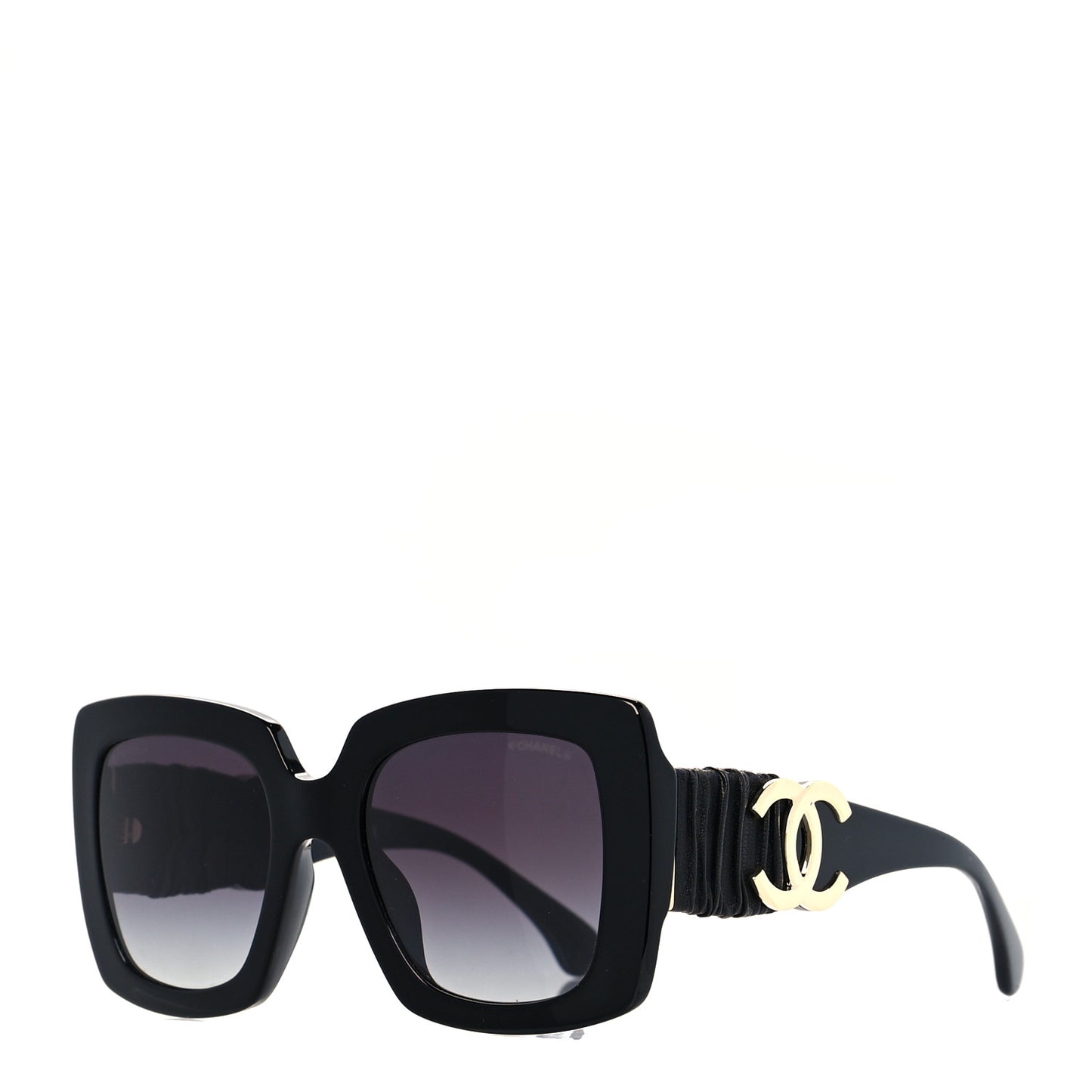 Acetate Calfskin Square Sunglasses 5474-Q-A Black
