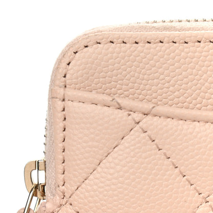 Chanel Caviar Quilted Zip Card Holder Wallet Light Beige 9 of 11