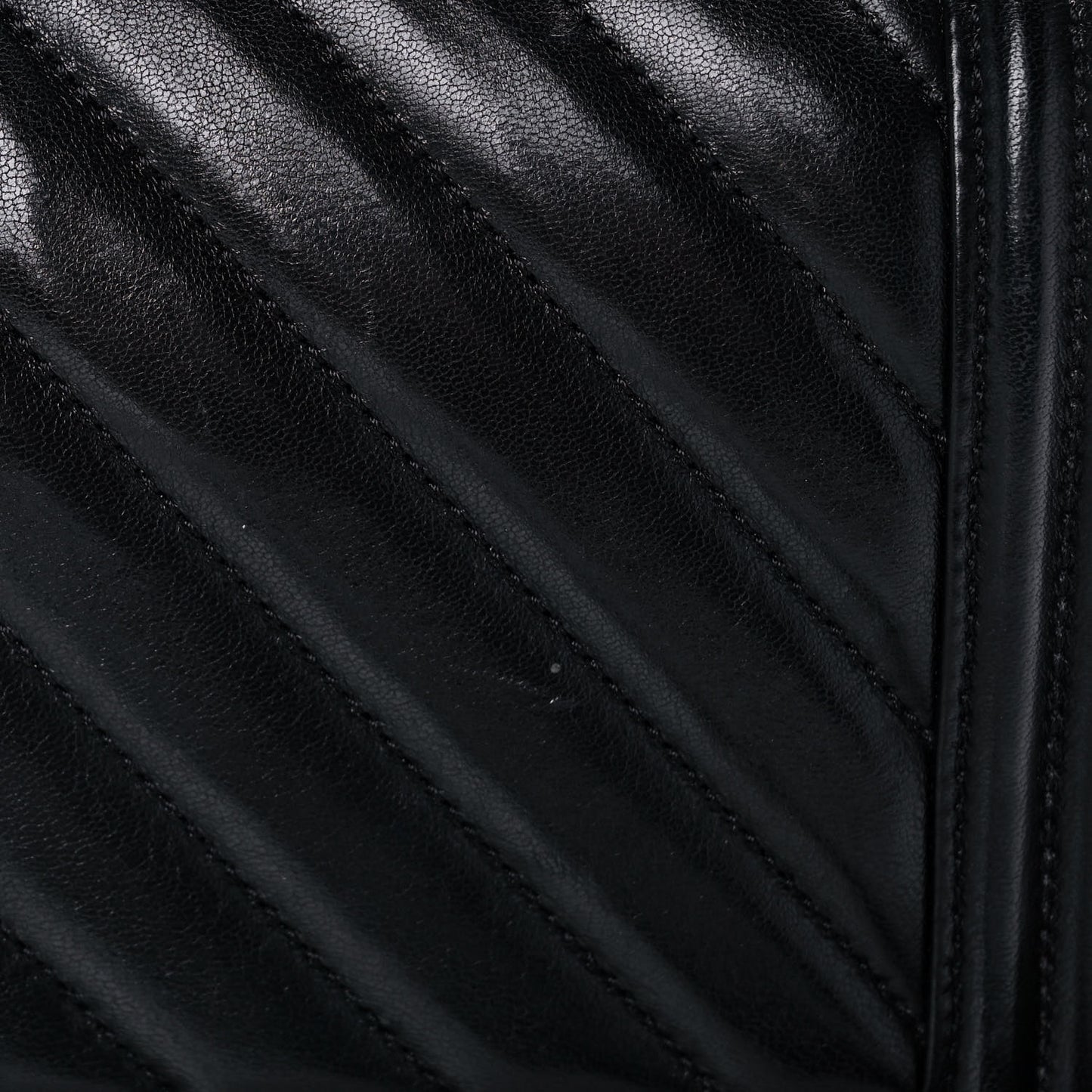 Calfskin Chevron Quilted Medium Boy Flap Black