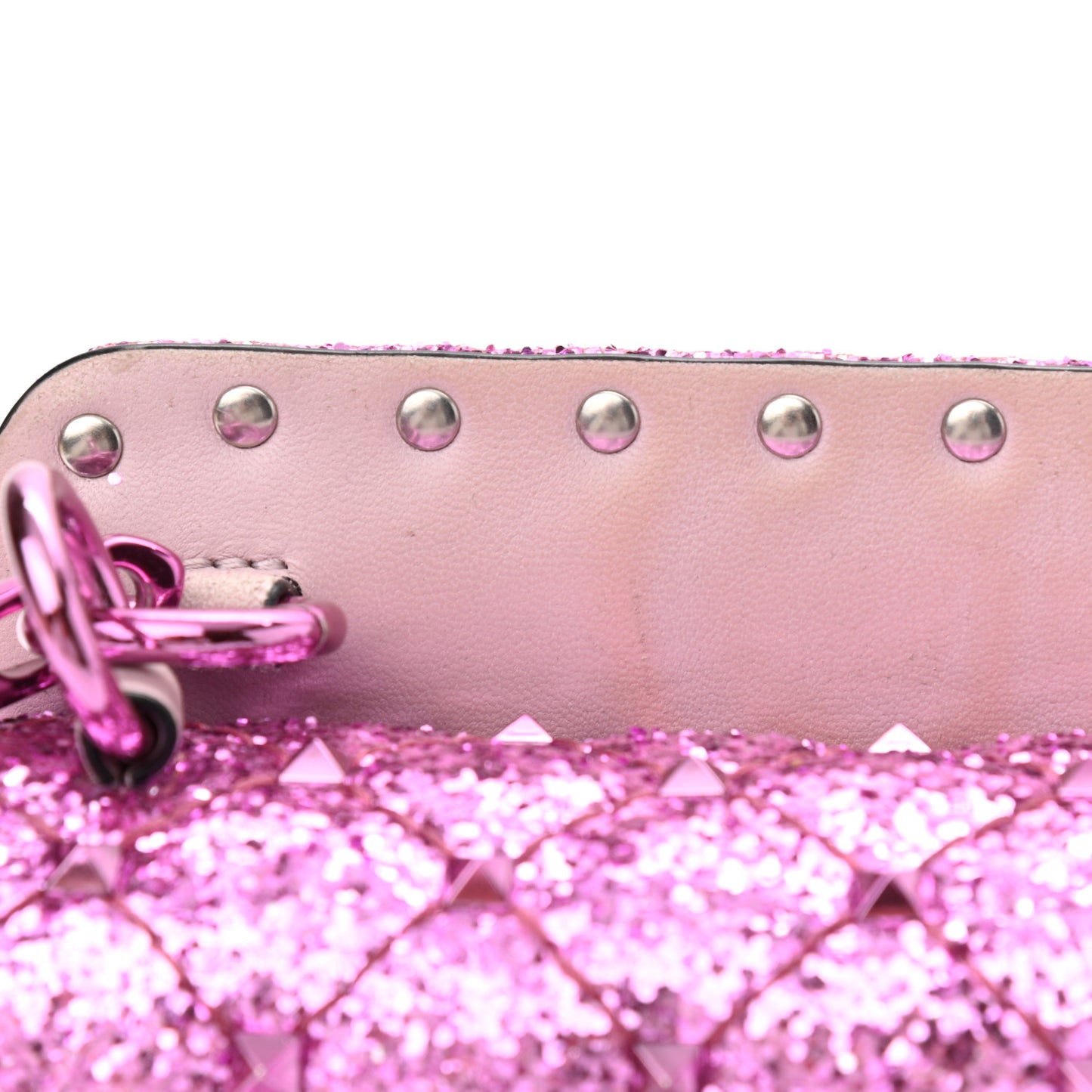 Glitter Mini Rockstud Spike Shoulder Bag Water Lilac