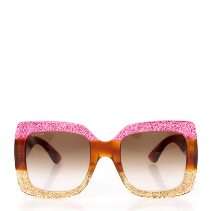 Gucci Square Frame GG0083S Sunglasses Glitter Pink Multi 2 of 8