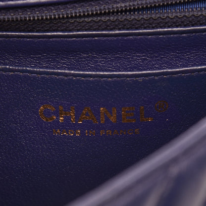 Chanel Calfskin Chevron Quilted Rectangular Mini Flap Dark Blue 6 of 9