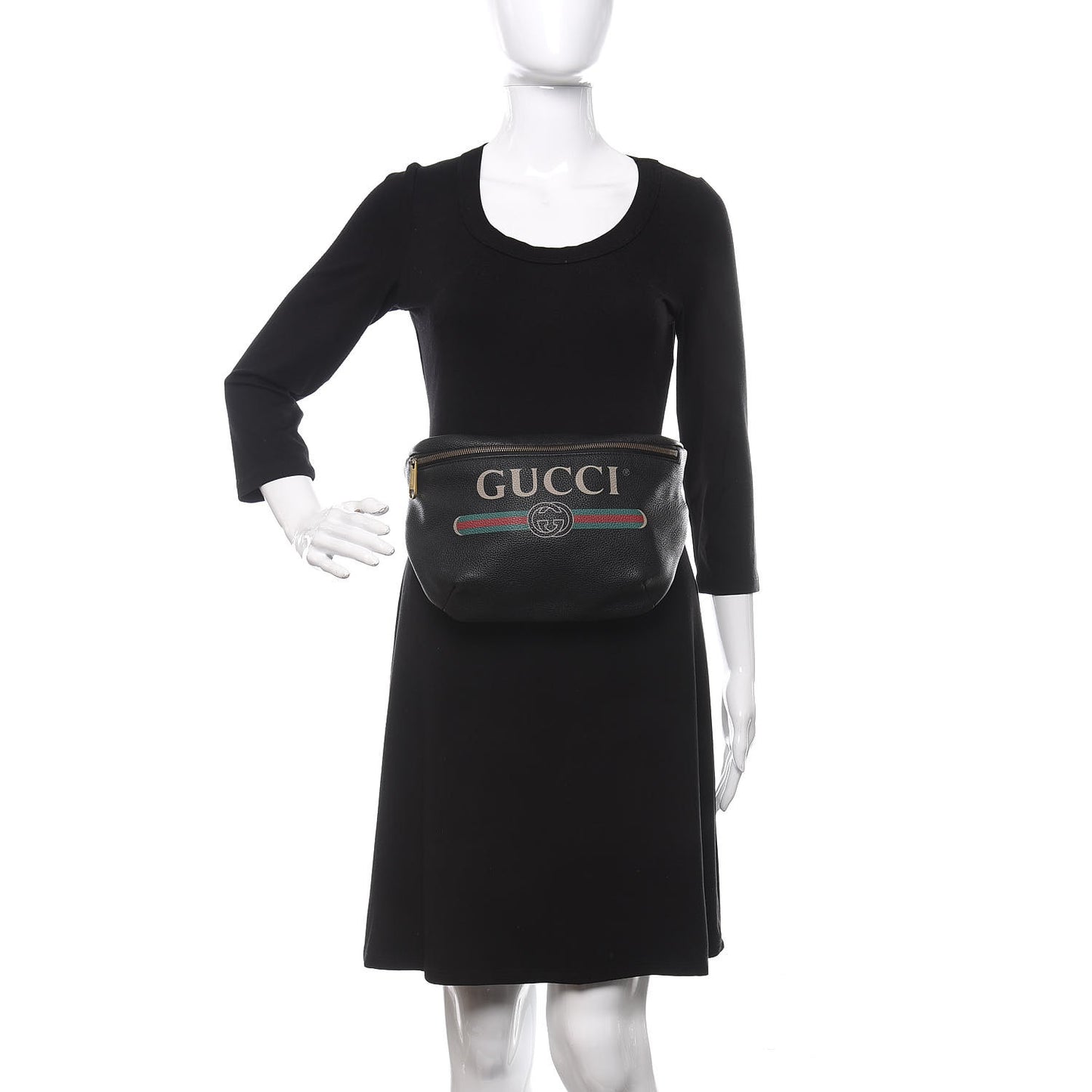 Grained Calfskin Logo Belt Bag Black