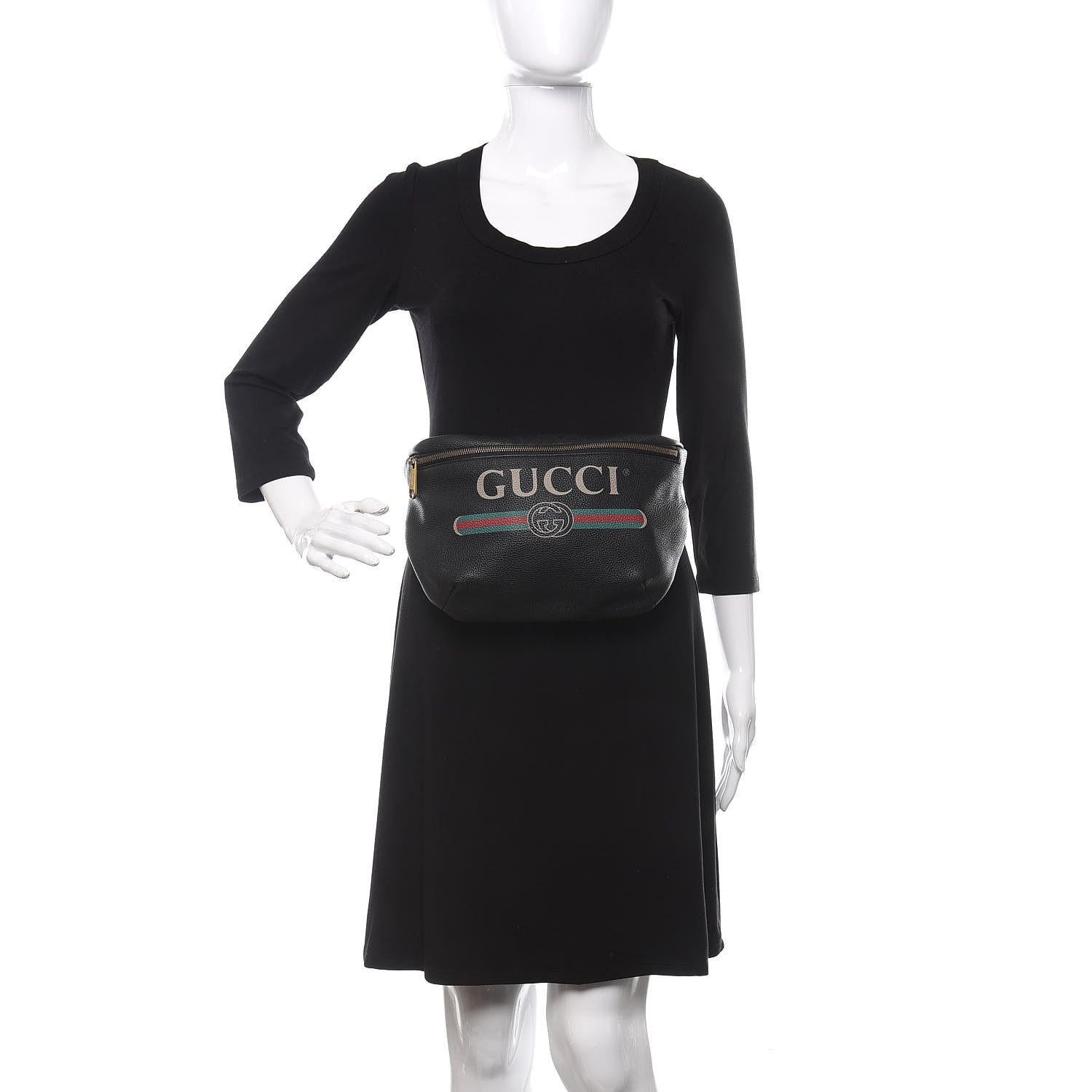 Gucci Grained Calfskin Logo Belt Bag Black 2 of 11