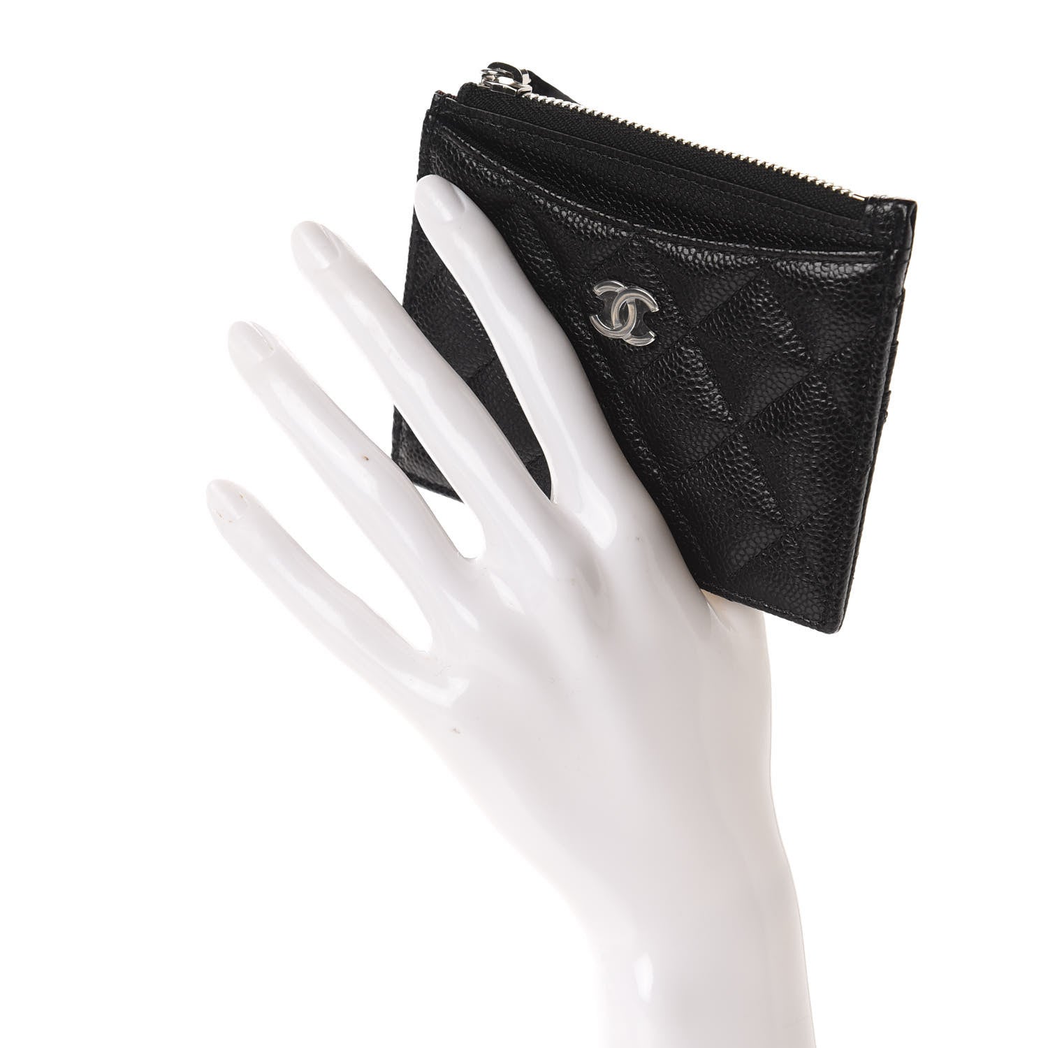 Chanel Caviar Quilted CC Zip Card Holder Black 2 of 8